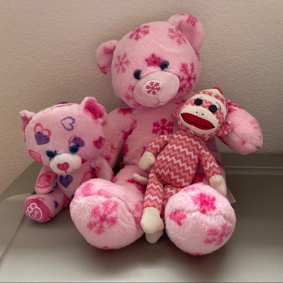 BABW / Build-A-Bear 2 Pink Bear and Monkey Bundle - Picture 1 of 6